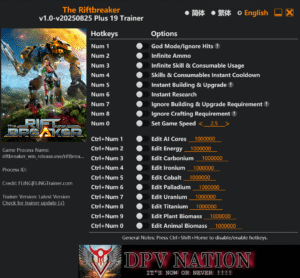 The Riftbreaker Trainer